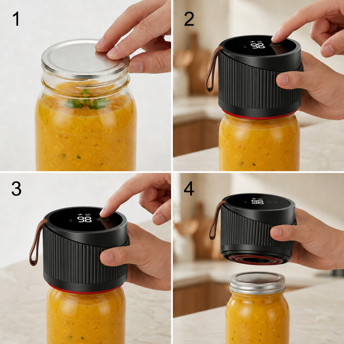 VacuFresh Electric Mason Jar Vacuum Sealer | Cordless Automatic