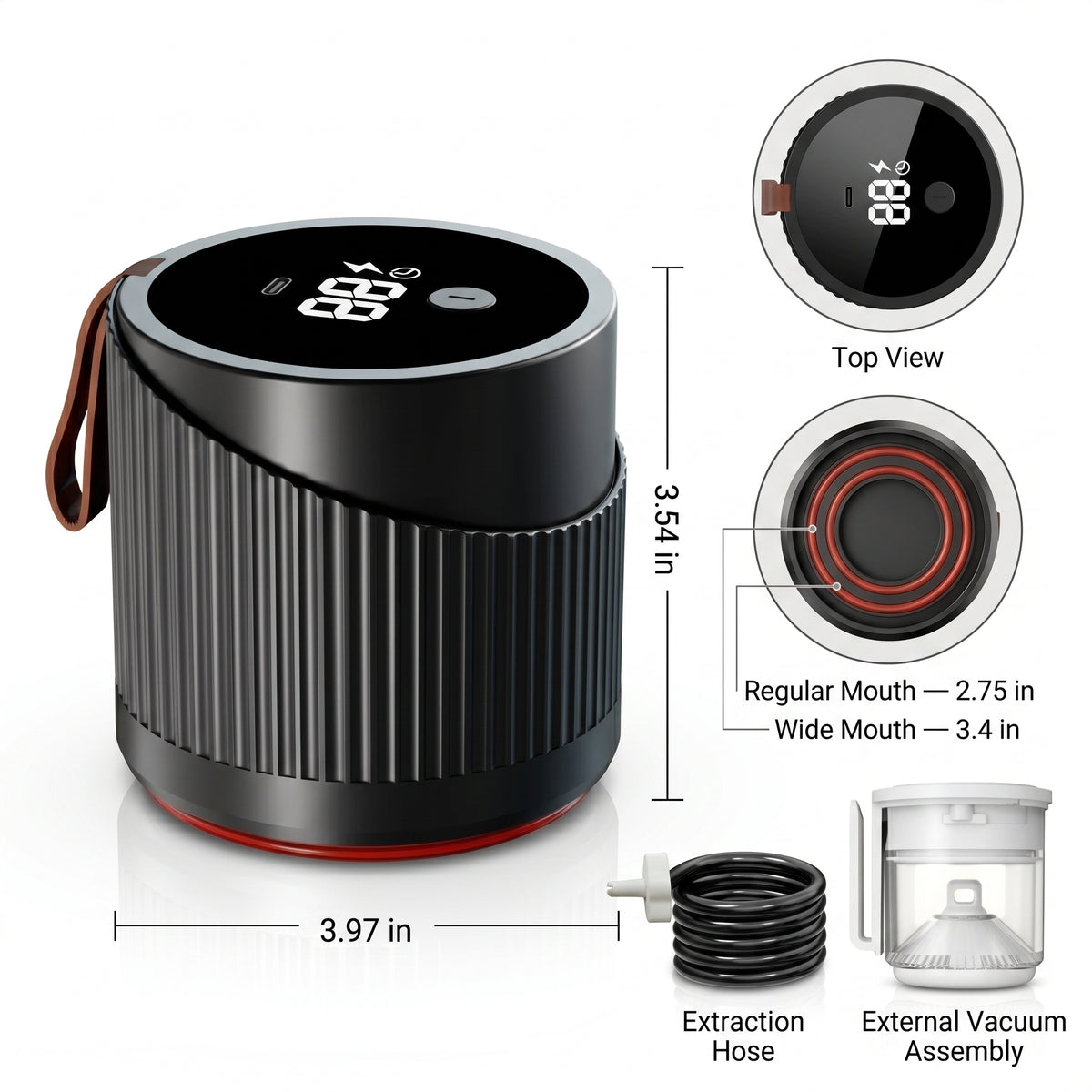 VacuFresh Electric Mason Jar Vacuum Sealer | Cordless Automatic