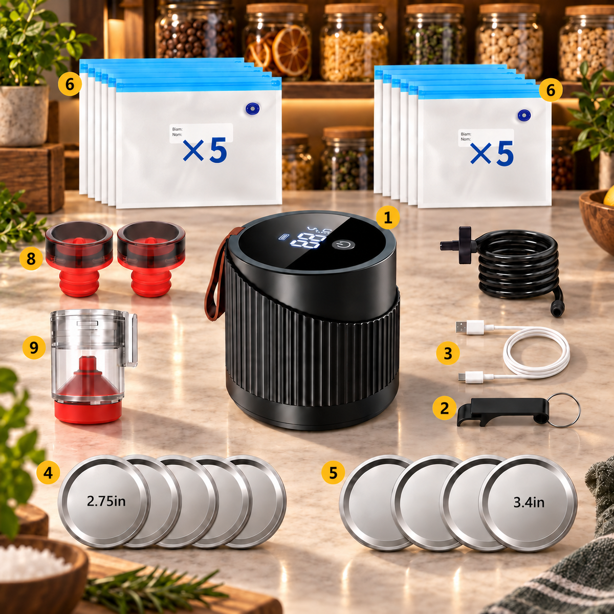 VacuFresh Electric Mason Jar Vacuum Sealer | Cordless Automatic