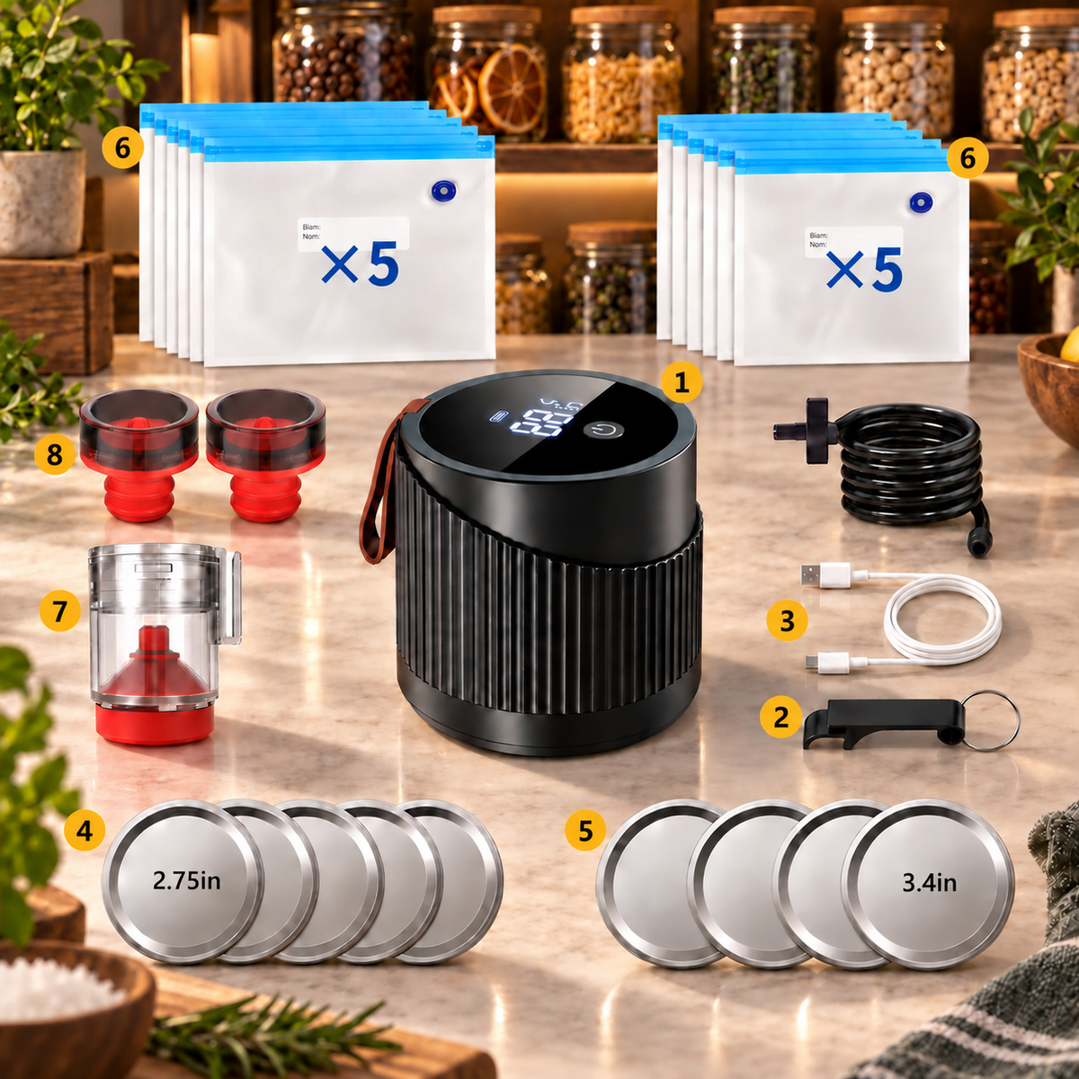 VacuFresh Electric Mason Jar Vacuum Sealer | Cordless Automatic