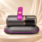 Purple Luxvac UV-C mattress vacuum in a premium hero shot