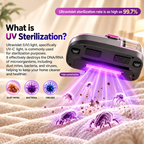 Luxvac UV-C mattress vacuum demonstrating ultraviolet sterilization on fabric