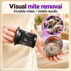 Luxvac mattress vacuum showing visible dust and mite debris collected in the filter